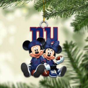 New York Giants Mickey & Minnie NFL Personalized Ornament For Fans WOM1135