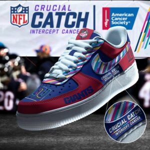 New York Giants NFL Crucial Catch Intercept Cancer AF1 Shoes WBC5025