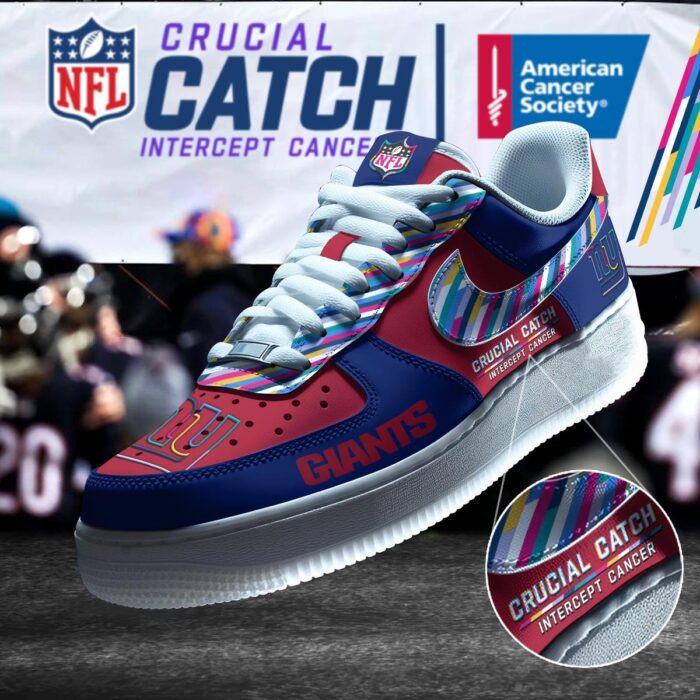 New York Giants NFL Crucial Catch Intercept Cancer AF1 Shoes WBC5057