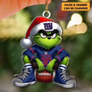 New York Giants NFL Grinch Christmas Ornaments Custom Name And Number Gifts For Fan WOM1102