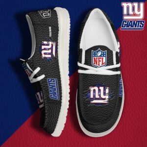 New York Giants NFL Hey Dude Canvas Loafer Black Shoes Custom Name  WLF3057