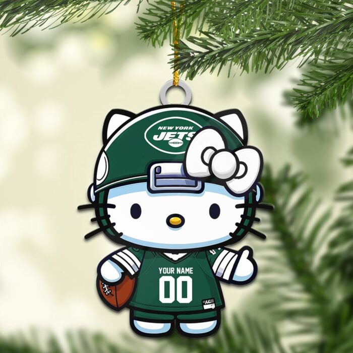 New York Jets Hello Kitty NFL Personalized Ornament For Fans WOM1167