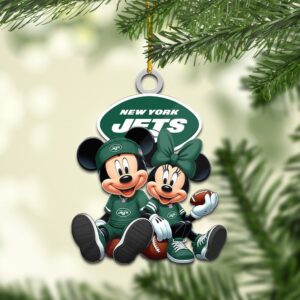 New York Jets Mickey & Minnie NFL Personalized Ornament For Fans WOM1136