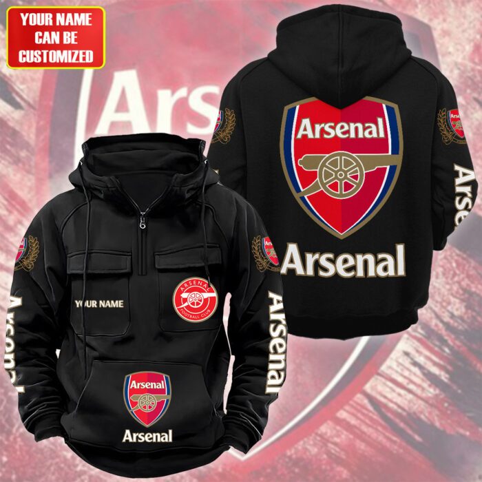 Personalized Arsenal Quarter Zip Hoodie Retro Hoodie