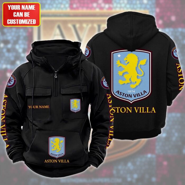 Personalized Aston Villa Quarter Zip Hoodie Retro Hoodie