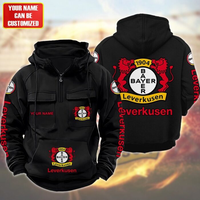 Personalized Bayer 04 Leverkusen Quarter Zip Hoodie Retro Hoodie