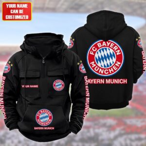 Personalized Bayern Munich Quarter Zip Hoodie Retro Hoodie