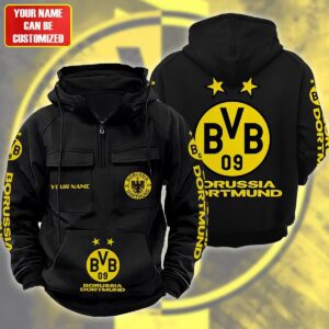 Personalized Borussia Dortmund Quarter Zip Hoodie Retro Hoodie