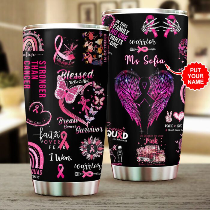 Personalized Breast Cancer Awareness Tumbler Cup GNC1119