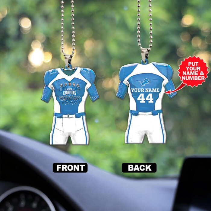 Personalized Detroit Lions Custom Shape 2-sided Acrylic Car Ornament GOM1408