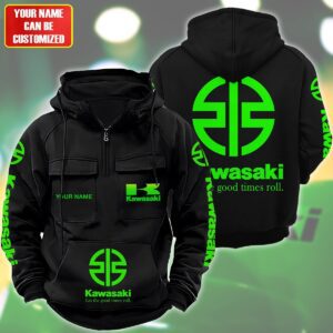 Personalized Kawasaki Quarter Zip Hoodie Retro Hoodie