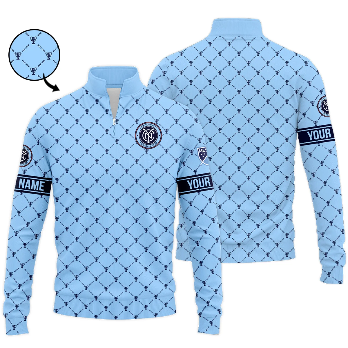 Personalized New York City MLS Quarter Zip Jacket LQZ1146