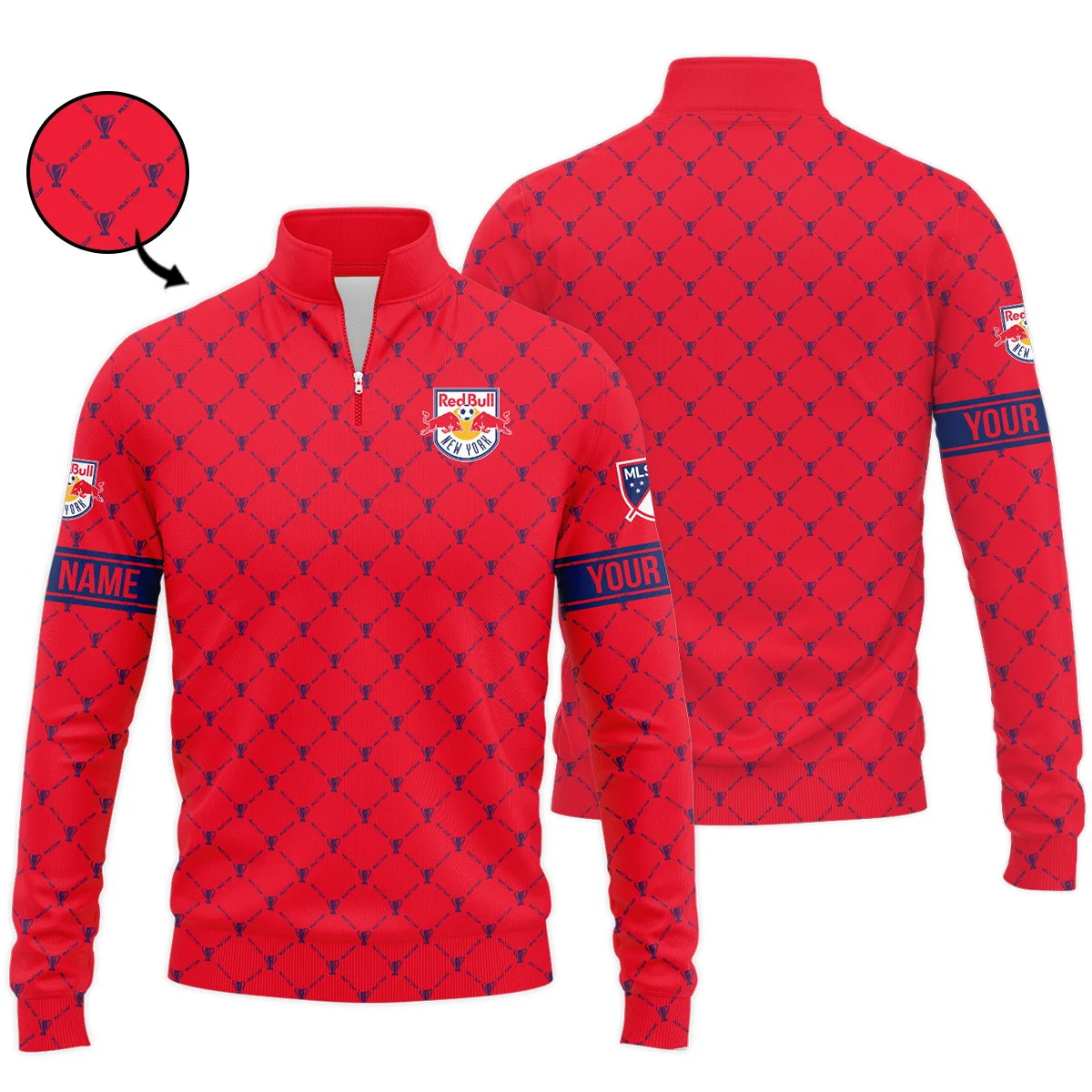 Personalized New York Red Bulls MLS Quarter Zip Jacket LQZ1144