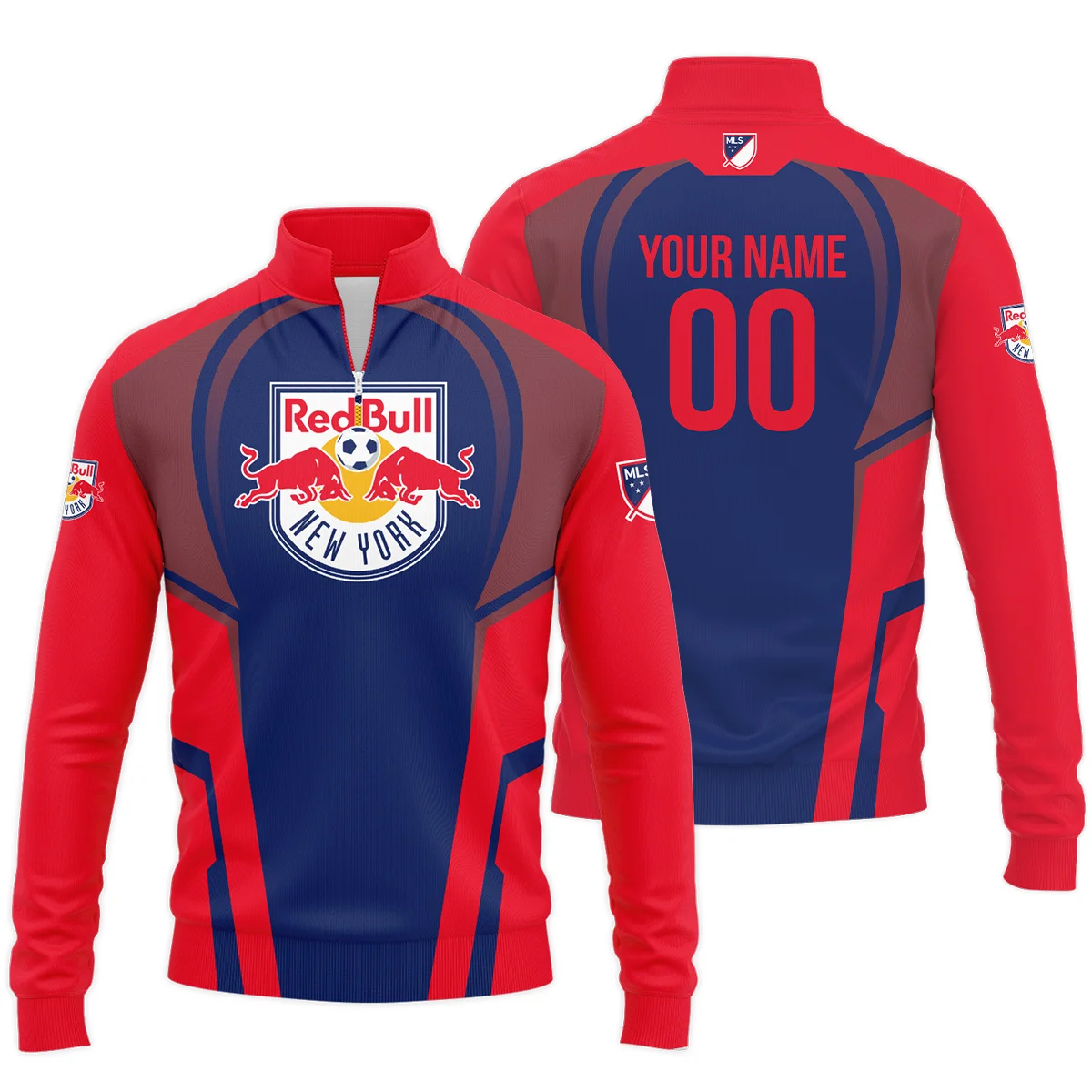 Personalized New York Red Bulls MLS Quarter Zip Jacket LQZ1162