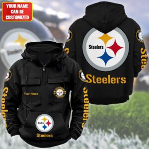 Personalized Pittsburgh Steelers Quarter Zip Hoodie Retro Hoodie