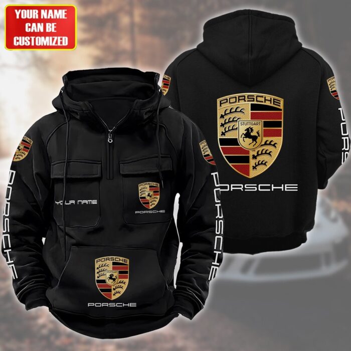 Personalized Porsche Quarter Zip Hoodie Retro Hoodie