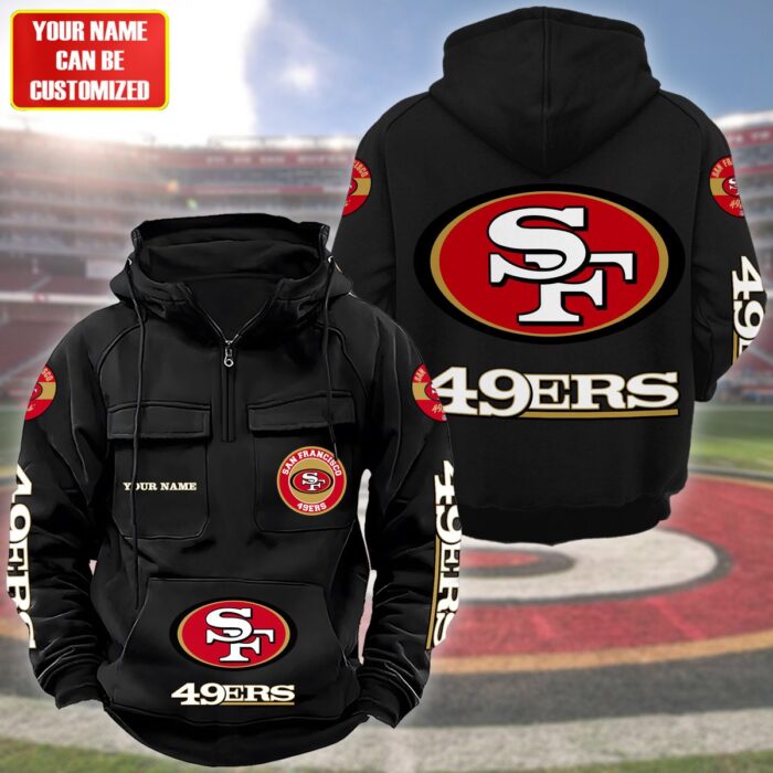 Personalized San Francisco 49ers Quarter Zip Hoodie Retro Hoodie