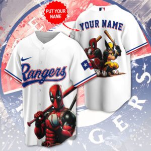 Personalized Texas Rangers x Deadpool x Wolverine Baseball Jersey