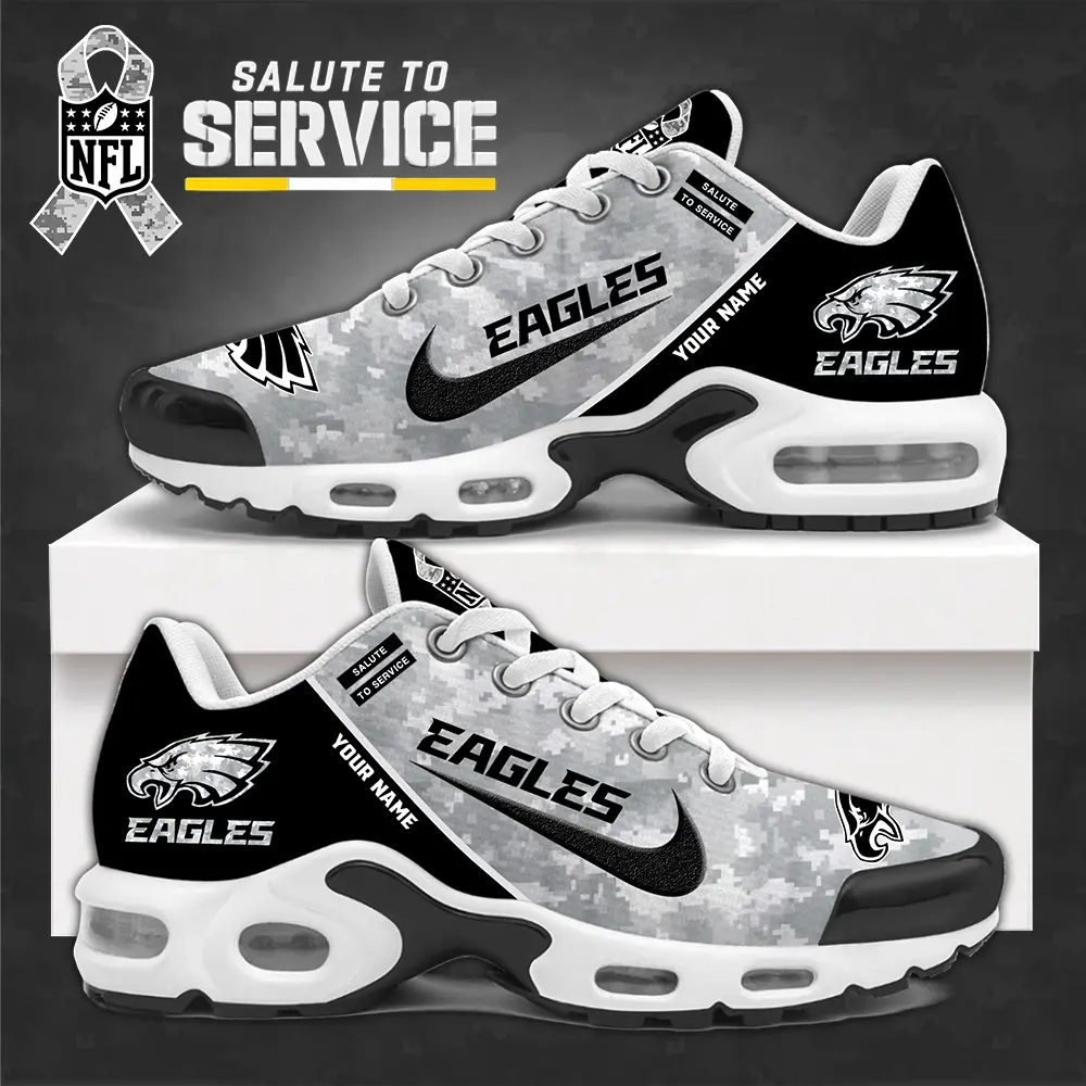 Philadelphia Eagles NFL Camo 2024 Salute to Service Personalized Air Max Sneakers Air Max Plus TN Shoes AWM1025