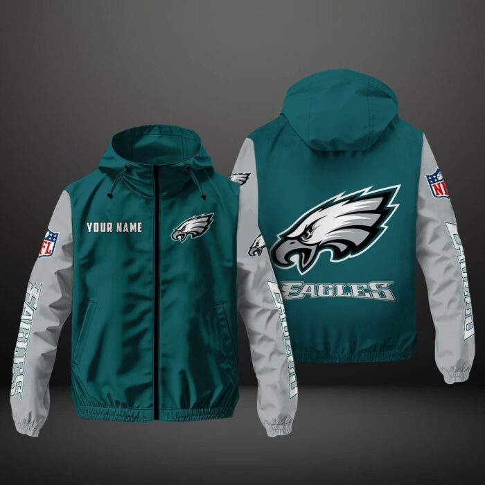 Philadelphia Eagles NFL Personalized Windbreaker Outdoor Jacket WBJ3057