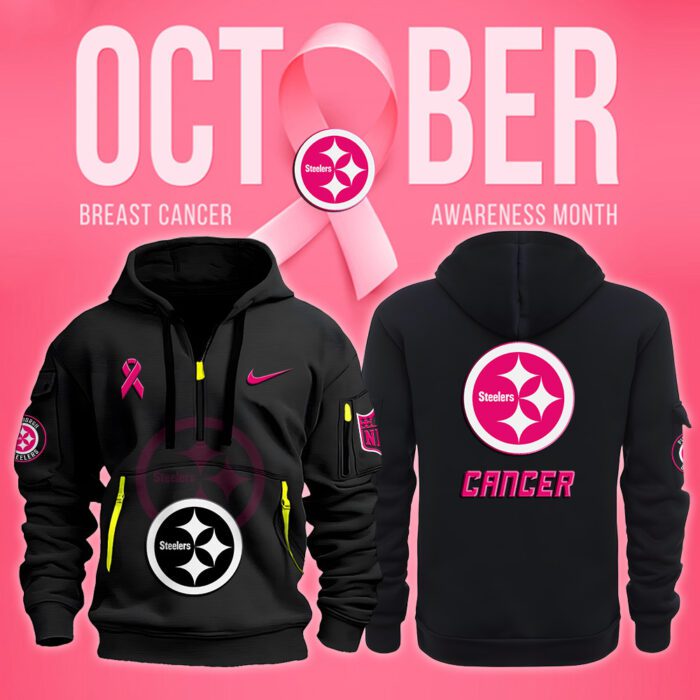 Pittsburgh Steelers NFL October Breast Cancer Awareness Month Quarter Zip Hoodie