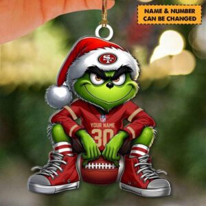 San Francisco 49ers NFL Grinch Christmas Ornaments Custom Name And Number Gifts For Fan WOM1109