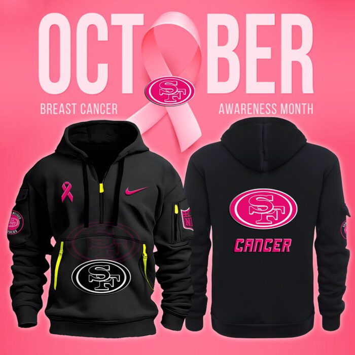 San Francisco 49ers NFL October Breast Cancer Awareness Month Quarter Zip Hoodie