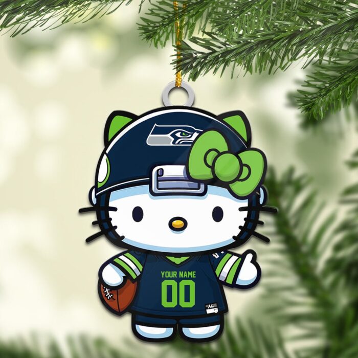 Seattle Seahawks Hello Kitty NFL Personalized Ornament For Fans WOM1172