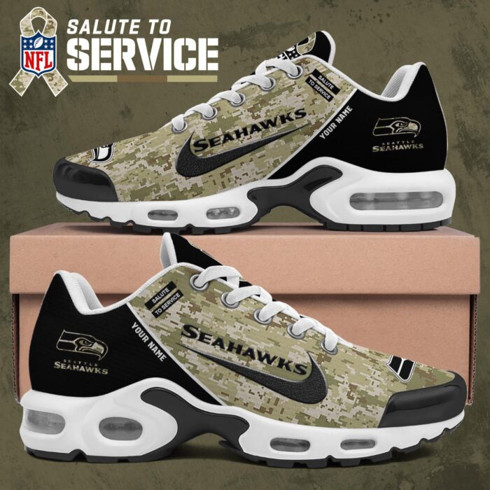 Seattle Seahawks NFL Camo 2024 Salute to Service Custom Name Air Max Plus TN Shoes AWM1059