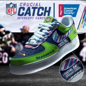 Seattle Seahawks NFL Crucial Catch Intercept Cancer AF1 Shoes WBC5027