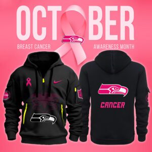 Seattle Seahawks NFL October Breast Cancer Awareness Month Quarter Zip Hoodie