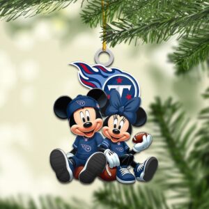 Tennessee Titans Mickey & Minnie NFL Personalized Ornament For Fans WOM1134