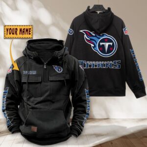 Tennessee Titans NFL Personalized Multi Pocket Quarter Zip Vintage Hoodie WVH1062