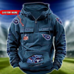 Tennessee Titans NFL Vintage Hoodie Quarter Zip Retro Hoodie Custom Any Name  WRH1094