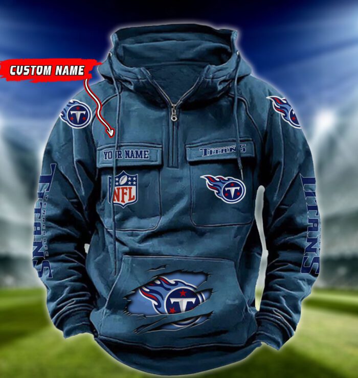 Tennessee Titans NFL Vintage Hoodie Quarter Zip Retro Hoodie Custom Any Name  WRH1094