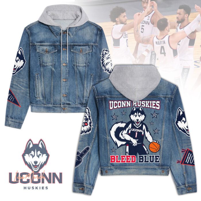 UConn Huskies Hooded Denim Jacket LDN1119