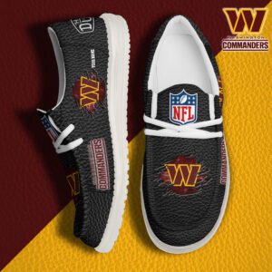 Washington Commanders NFL Hey Dude Canvas Loafer Black Shoes Custom Name  WLF3064