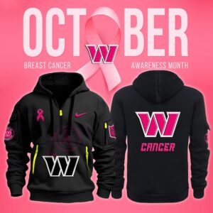 Washington Commanders NFL October Breast Cancer Awareness Month Quarter Zip Hoodie