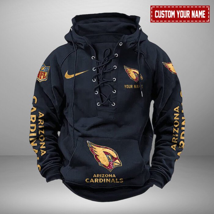 Arizona Cardinals NFL Personalized Swoosh Hooded Lace Up Hoodie Vintage Retro Hoodie