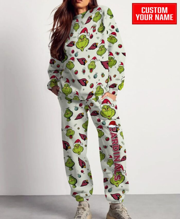 Arizona Cardinals Personalized NFL Grinch Pattern Sweater And Sweatpants  CHS1096