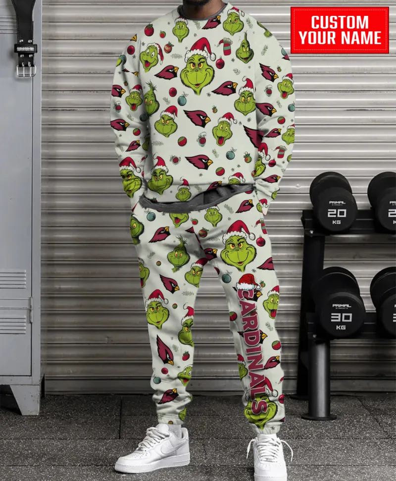 Arizona Cardinals Personalized NFL Grinch Pattern Sweater And Sweatpants  CHS1097