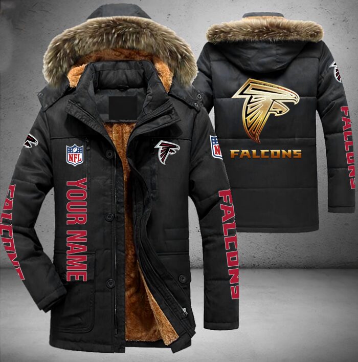 Atlanta Falcons NFL Personalized Golden Logo Parka Jacket Fleece Coat Winter