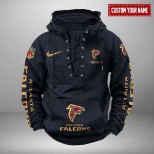 Atlanta Falcons NFL Personalized Swoosh Hooded Lace Up Hoodie Vintage Retro Hoodie