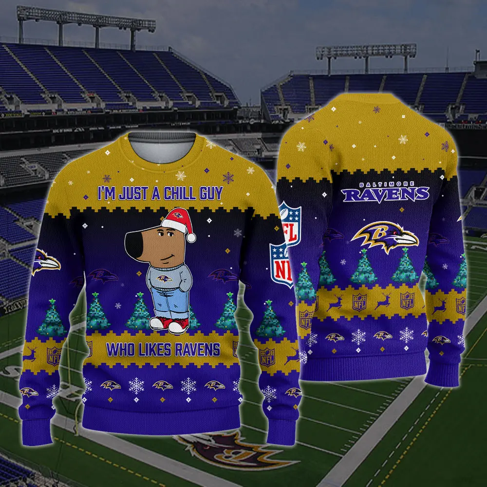 Baltimore Ravens NFL I'm Just A Chill Guy Funny Ugly Sweater