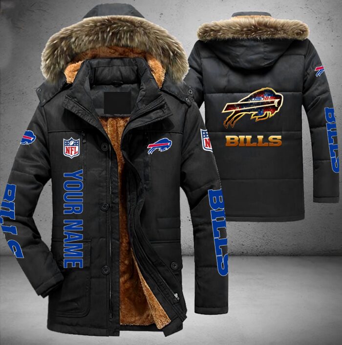 Buffalo Bills NFL Personalized Golden Logo Parka Jacket Fleece Coat Winter