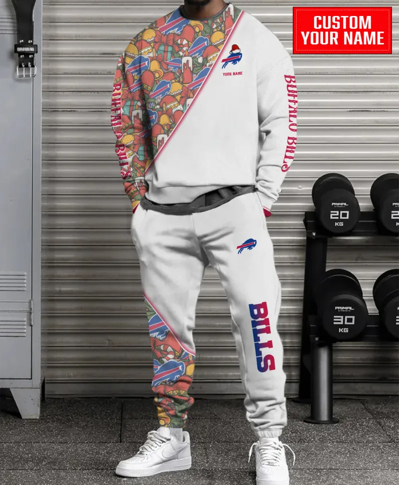 Buffalo Bills Personalized NFL Christmas Pattern Unisex Combo Sweater And Sweatpants - White CHS1066