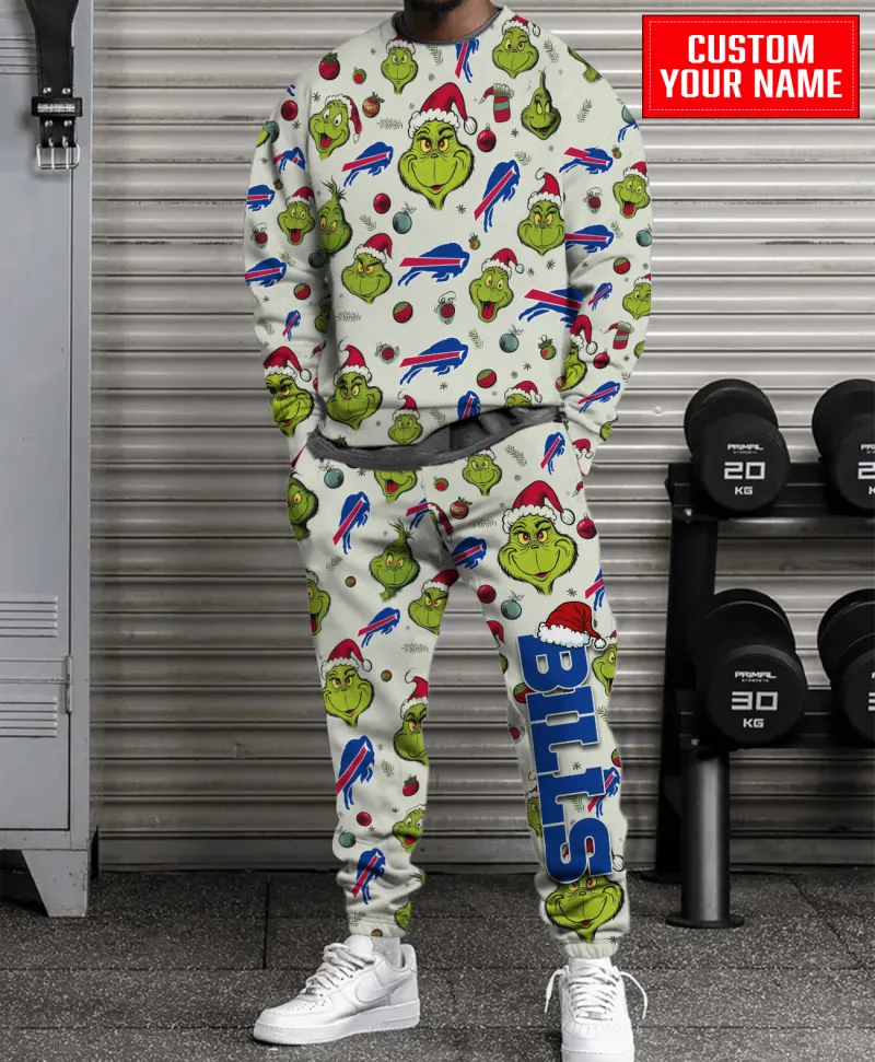 Buffalo Bills Personalized NFL Grinch Pattern Sweater And Sweatpants  CHS1103