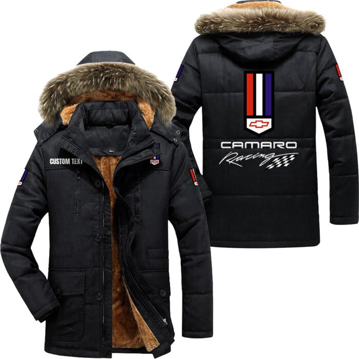 Camaro racing Hooded Fleece Parka Jacket Fleece Coat Winter Customize Name PJF1293