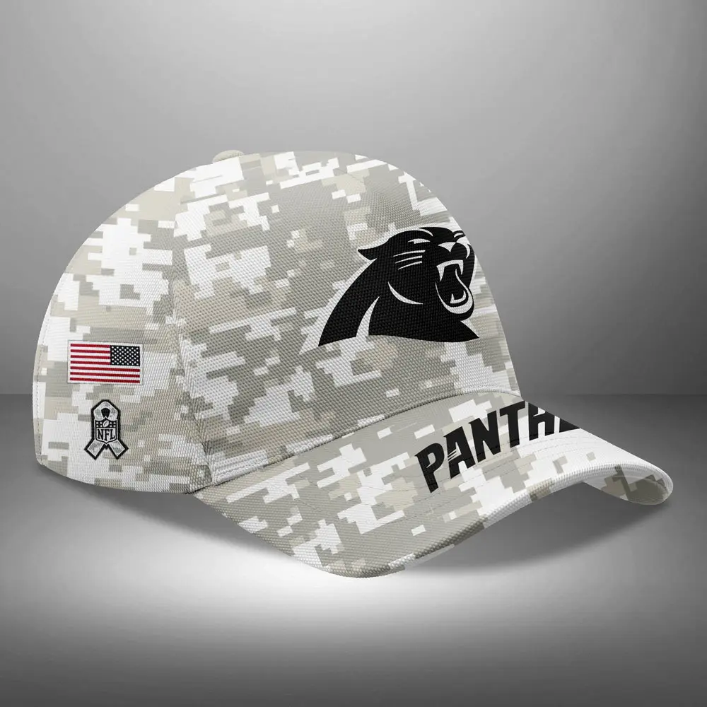 Carolina Panthers NFL Arctic Camo 2024 Salute to Service Custom Name And Year Classic Cap WCC1004