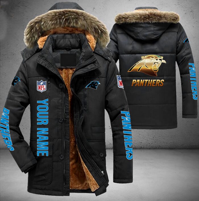 Carolina Panthers NFL Personalized Golden Logo Parka Jacket Fleece Coat Winter